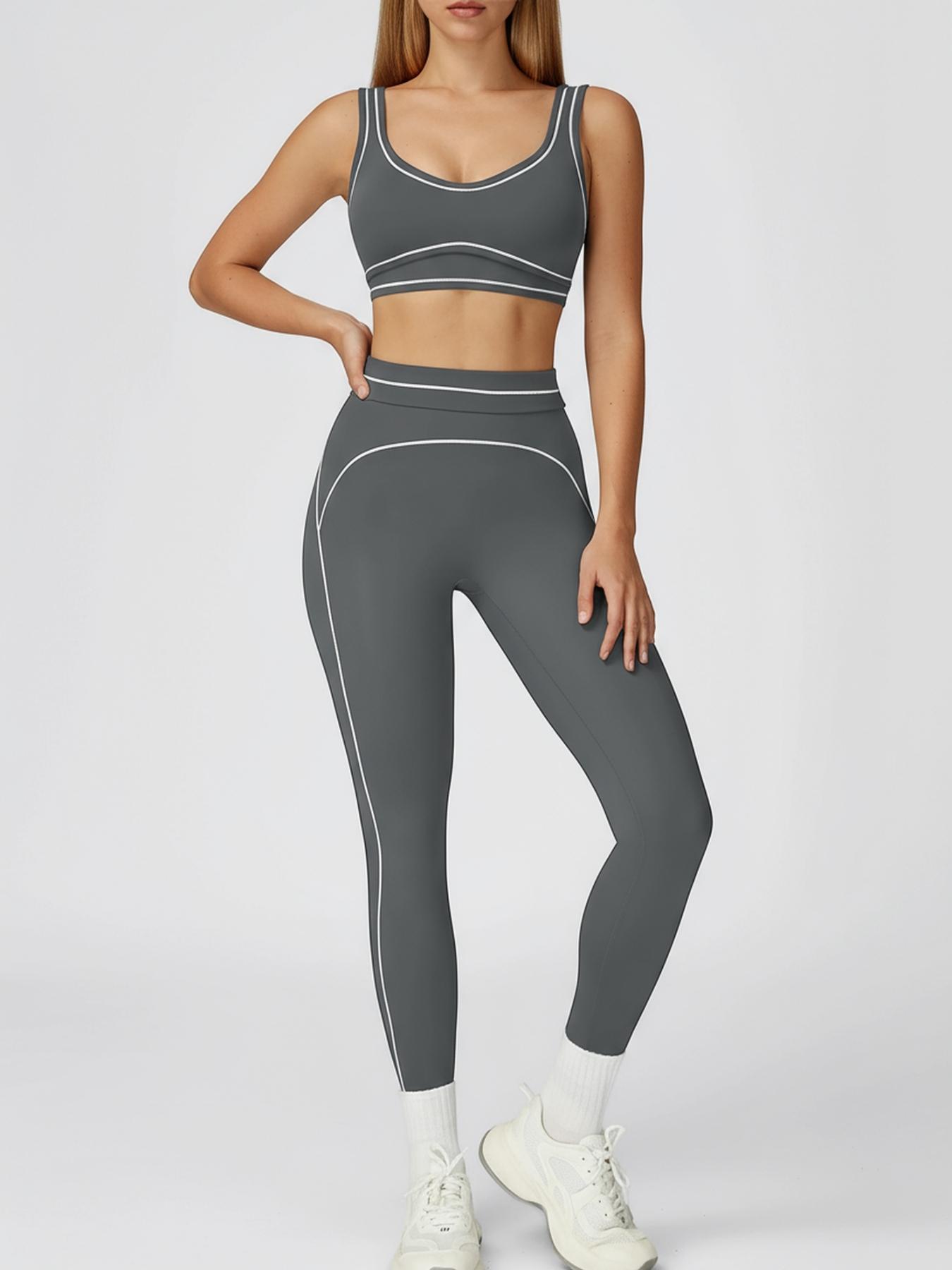 Women's Colorblock Yoga Set High-Waist Quick-Dry Elastane - Image 11