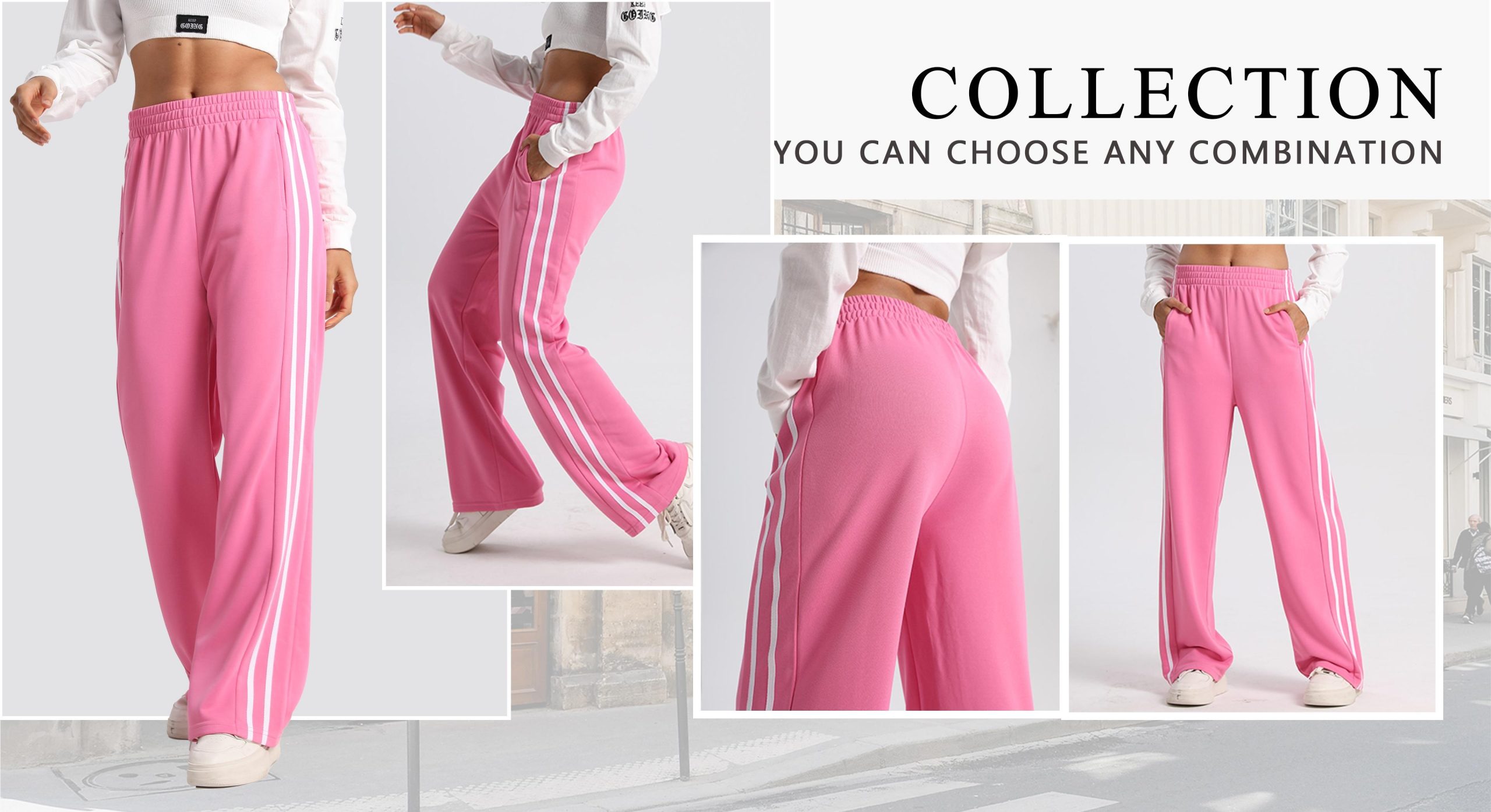 Women’s Solid Side Stripe High Waist Sweatpants, XL, Loose, Pocket - Image 14