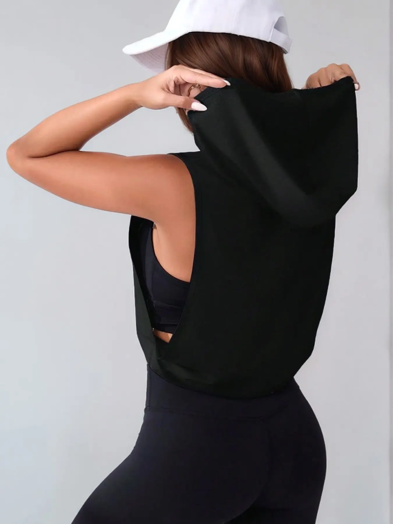 Women's Lightweight Sleeveless Hoodie Sports Top - Image 8