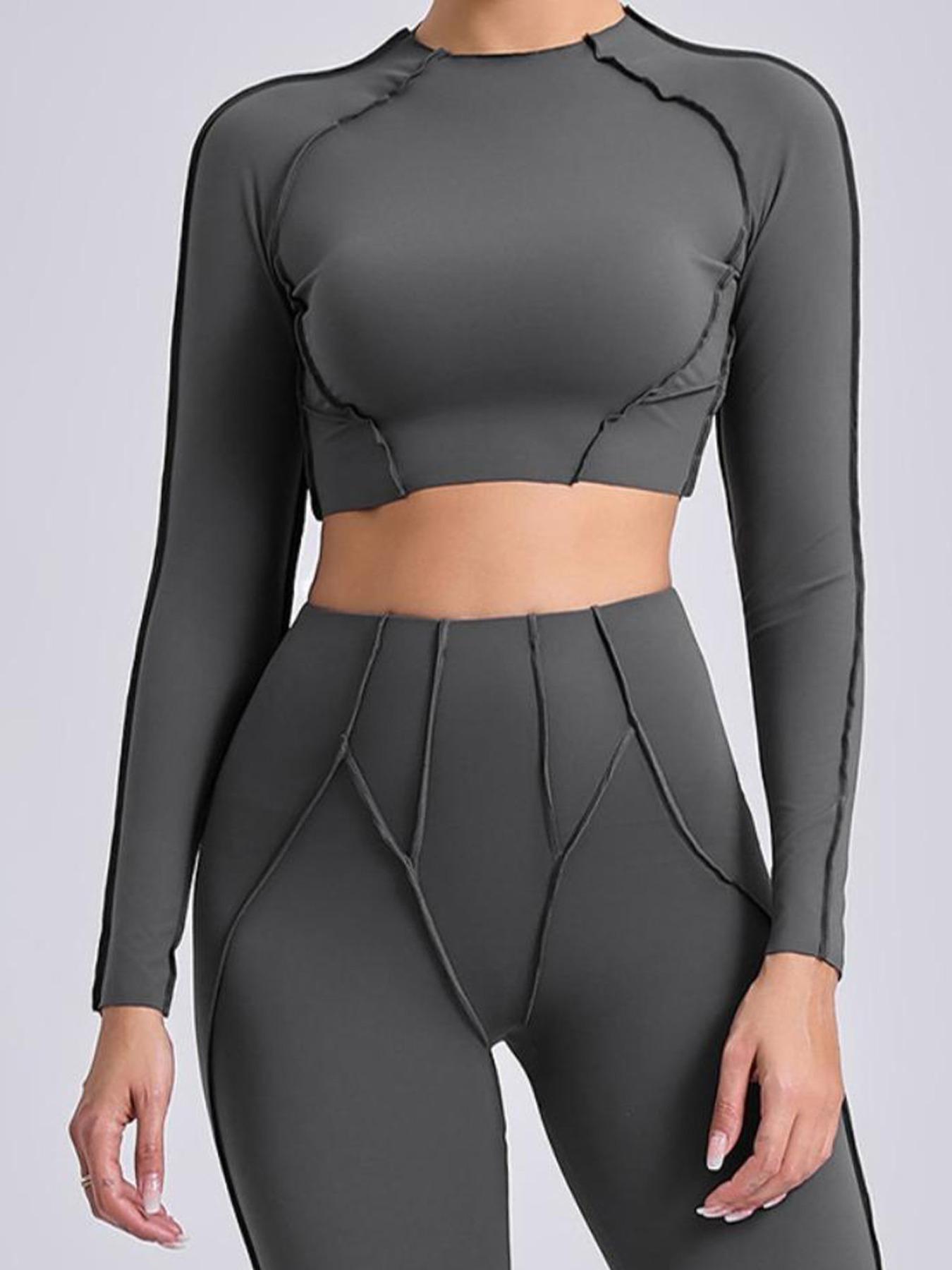 Women's Quick-Dry Tight Long-Sleeve Yoga Top, Fall/Winter - Image 19