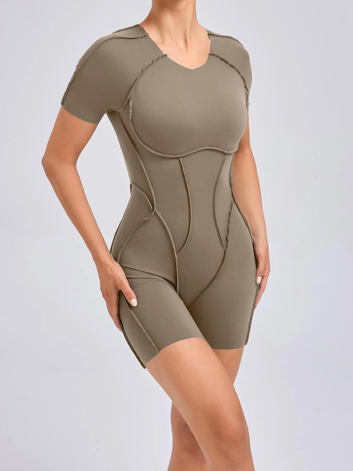 Women's Solid Color 3D Ventilated Back Sports Romper - Image 4