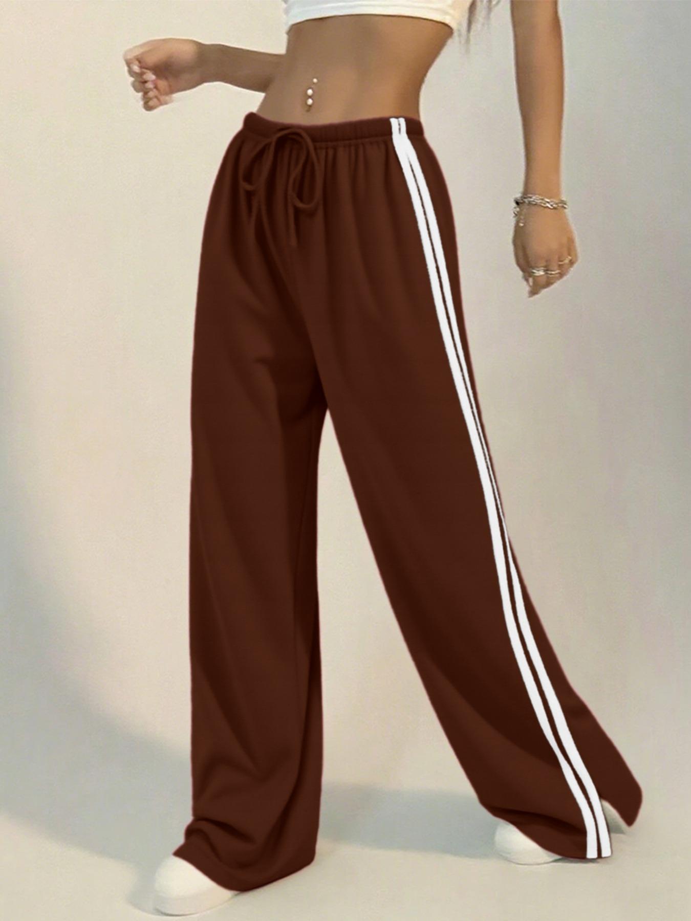 Women's Loose-Fit Striped Split Leg Pants - Image 12