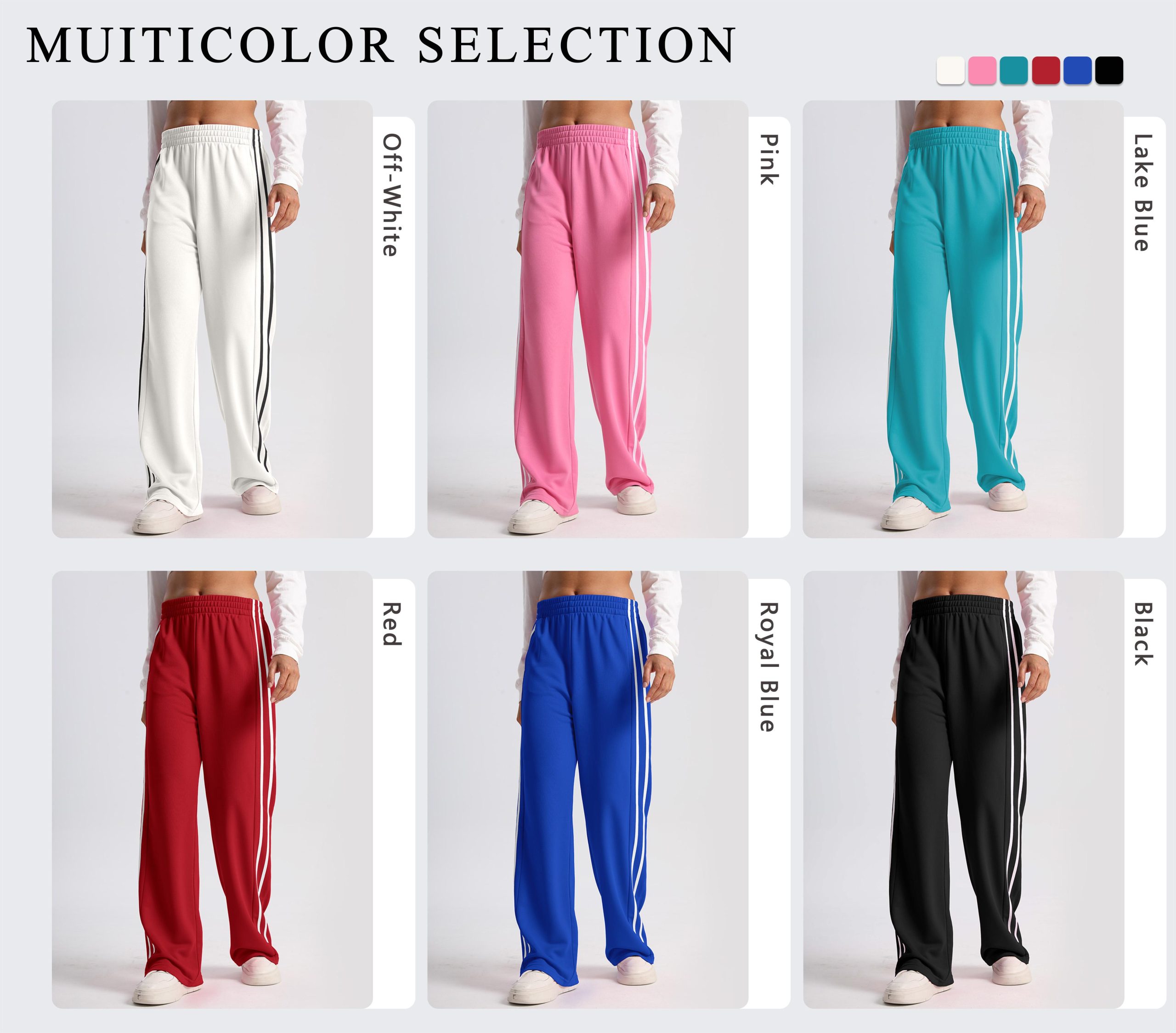 Women’s Solid Side Stripe High Waist Sweatpants, XL, Loose, Pocket - Image 16