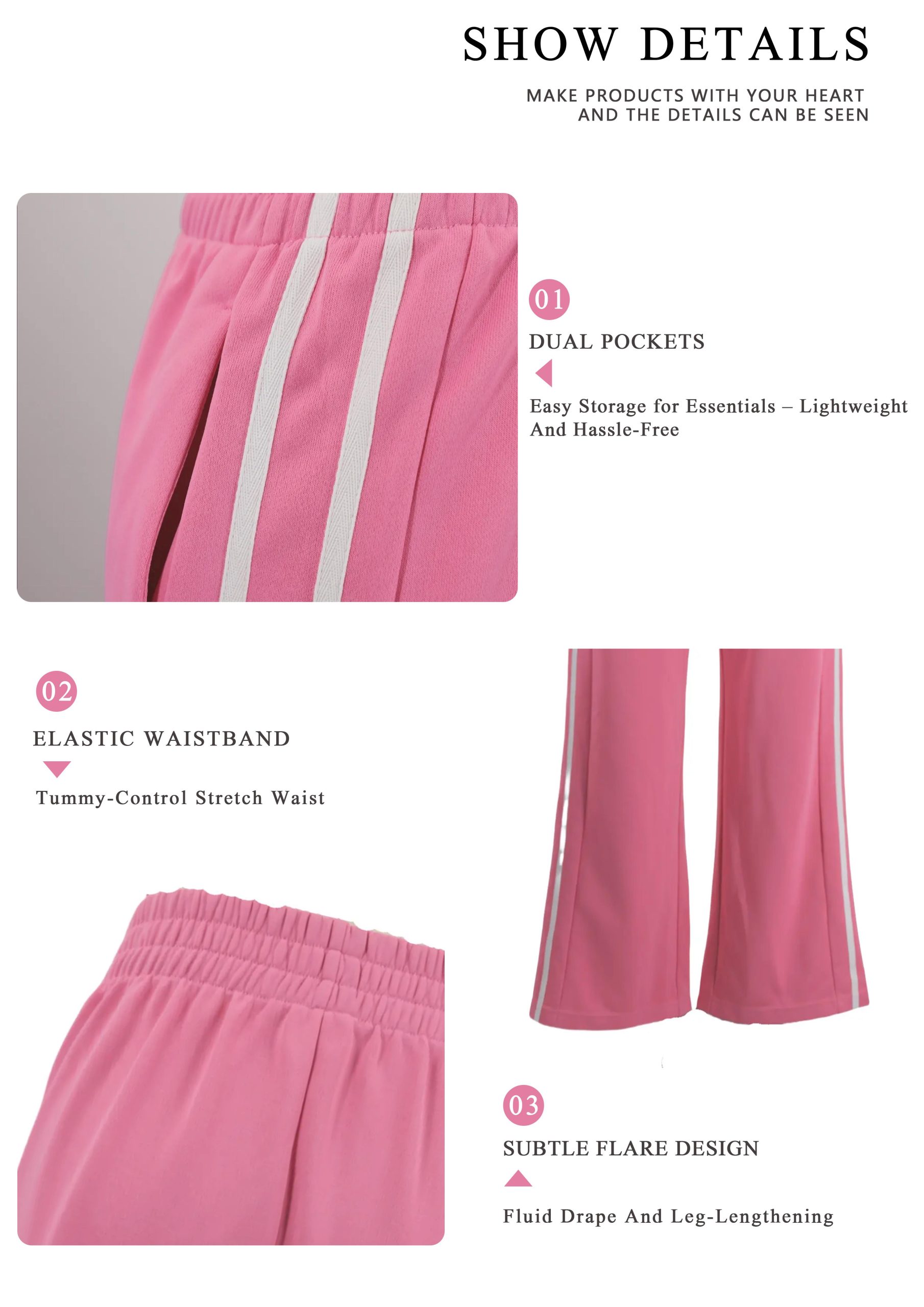 Women’s Solid Side Stripe High Waist Sweatpants, XL, Loose, Pocket - Image 15