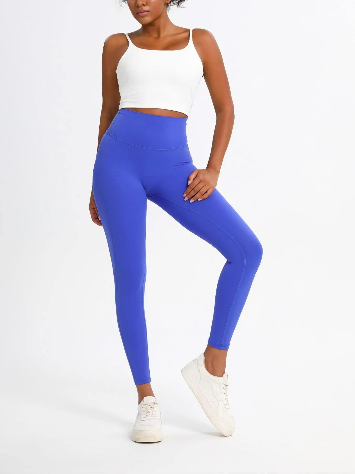 Women's High Waist Sports Leggings, Royal Blue - Image 5