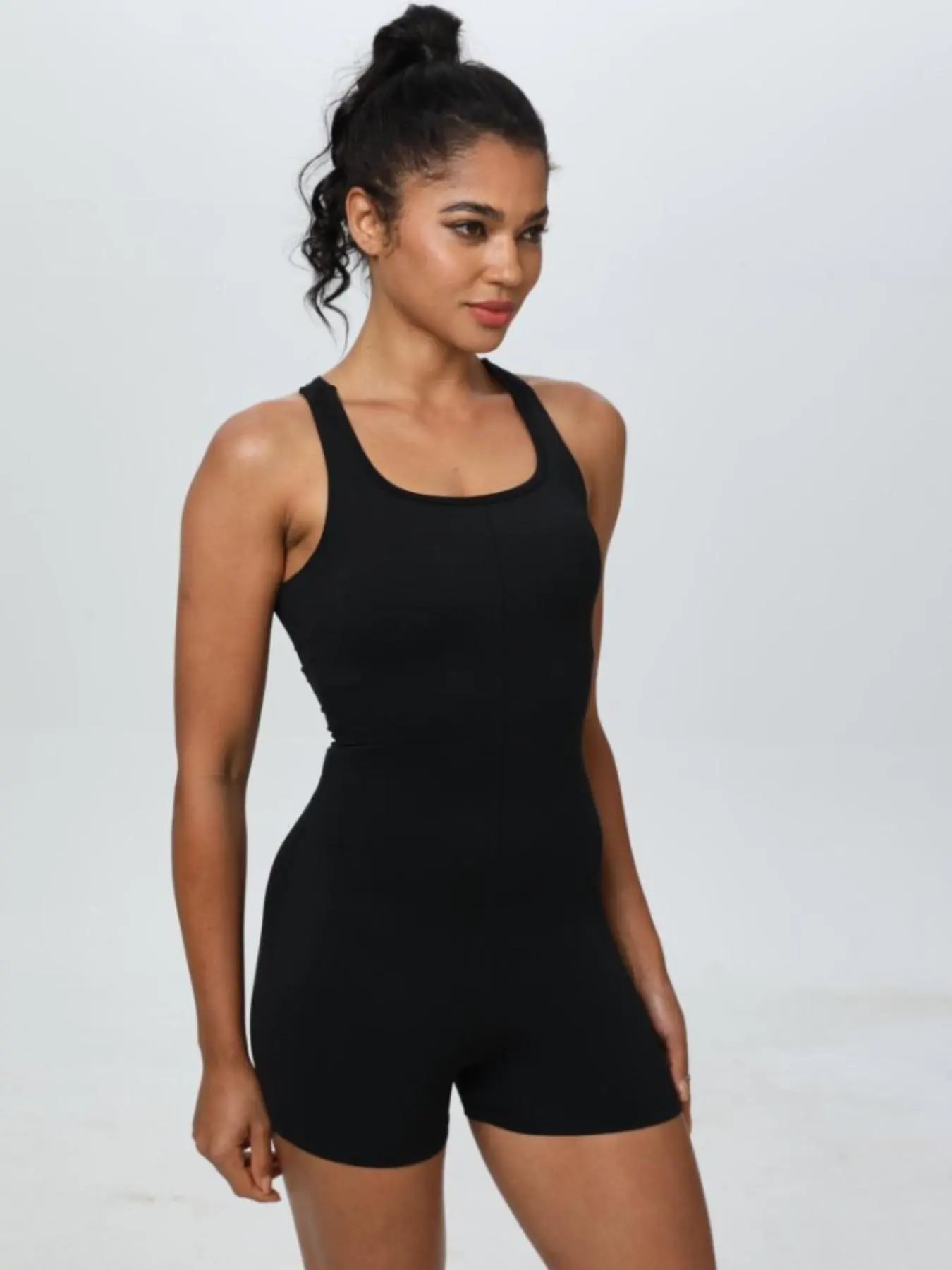 Women's Solid Cross Back Activewear Sports Romper - Image 4