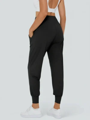 Women’s High-Waisted Jogging Pants with Pockets, Black