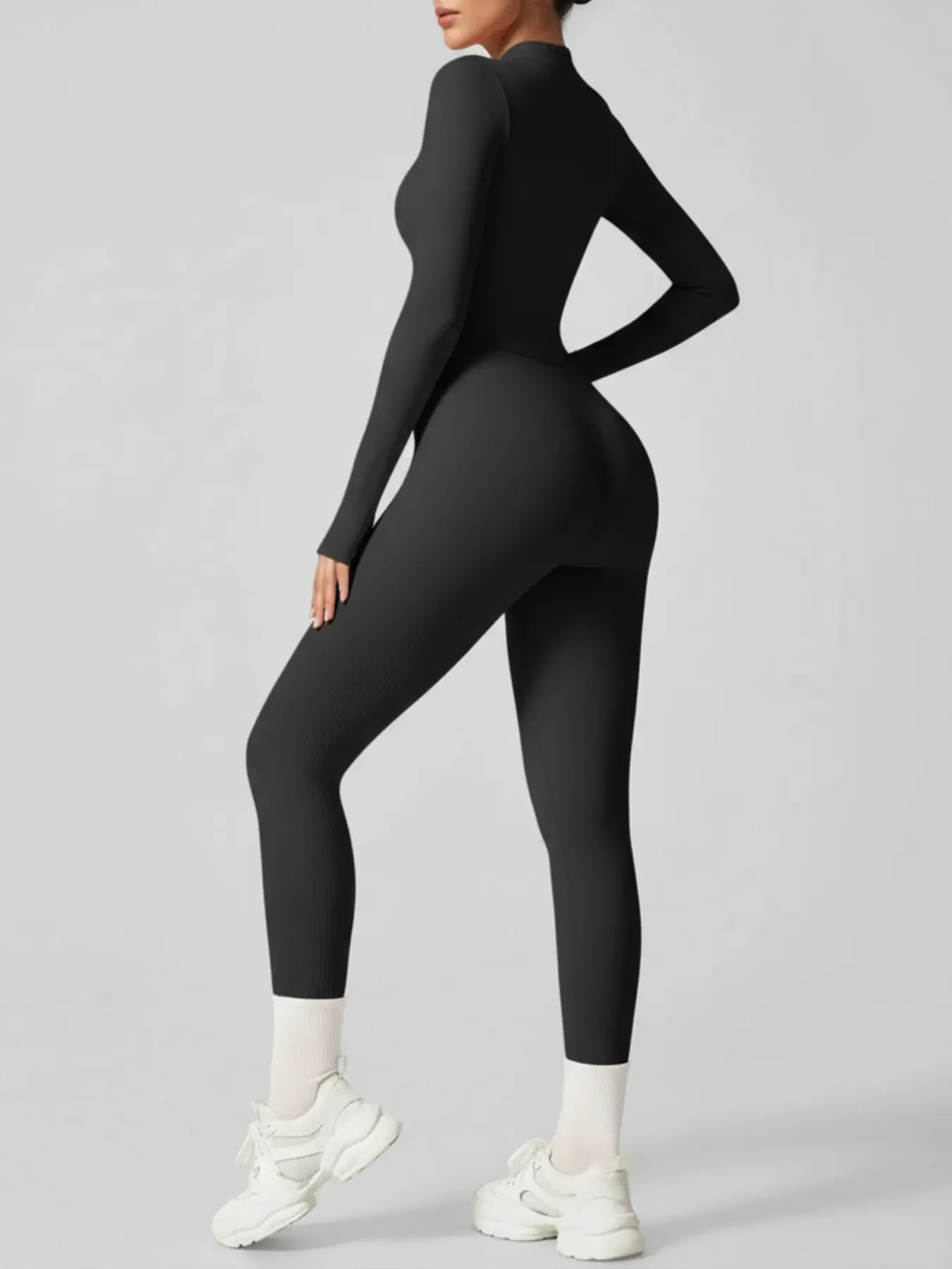 Women's Autumn and Winter Long-Sleeved Yoga Jumpsuit with Front Zipper - Image 6