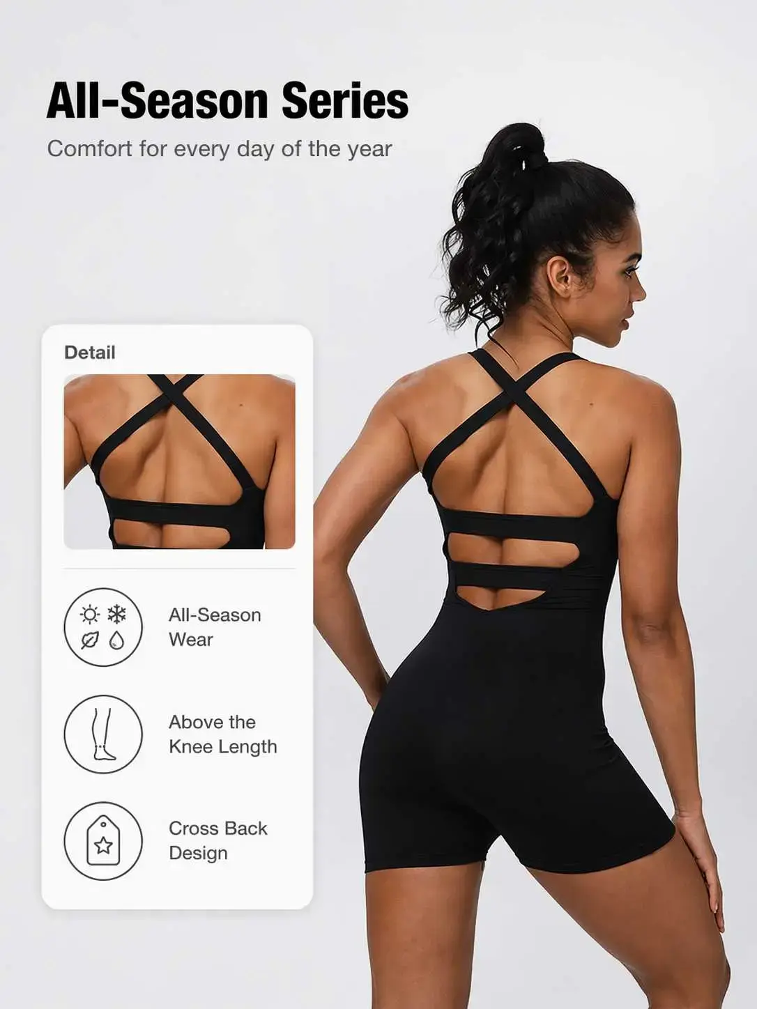 Women's Solid Cross Back Activewear Sports Romper
