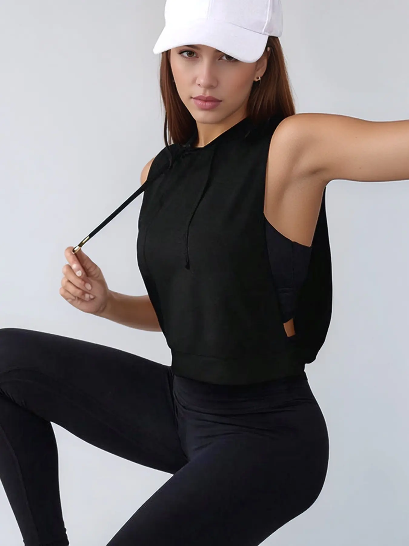 Women's Lightweight Sleeveless Hoodie Sports Top - Image 10
