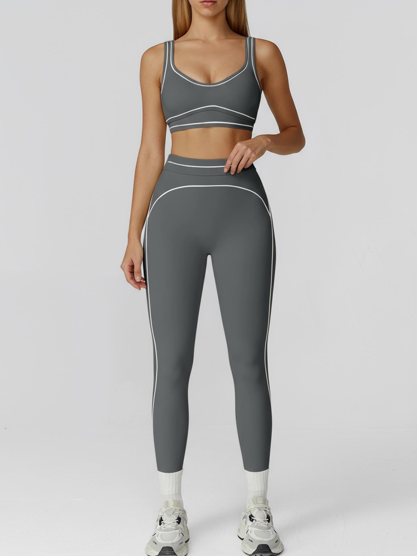 Women's Colorblock Yoga Set High-Waist Quick-Dry Elastane - Image 13