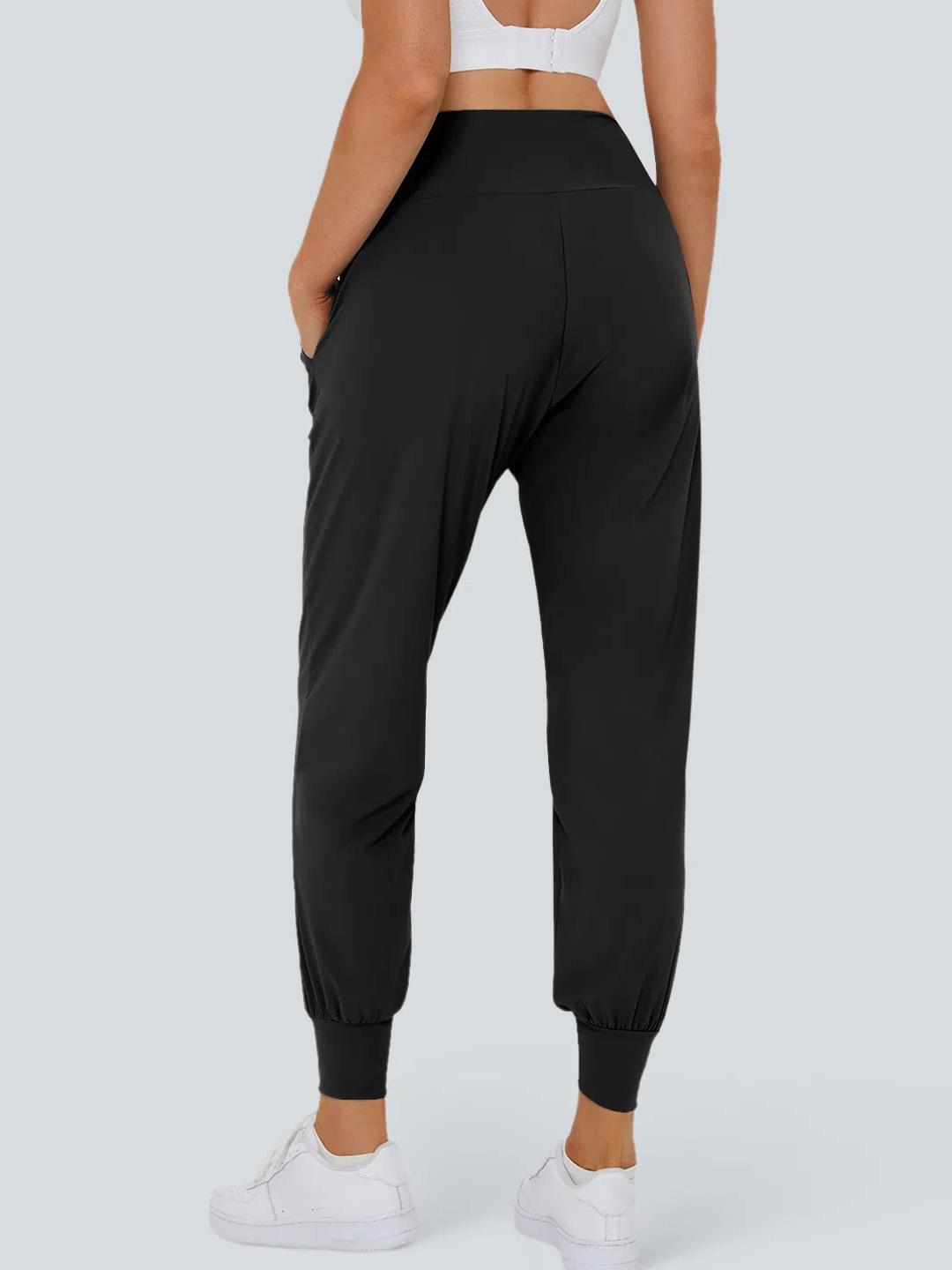 Women’s High-Waisted Jogging Pants with Pockets, Black - Image 10
