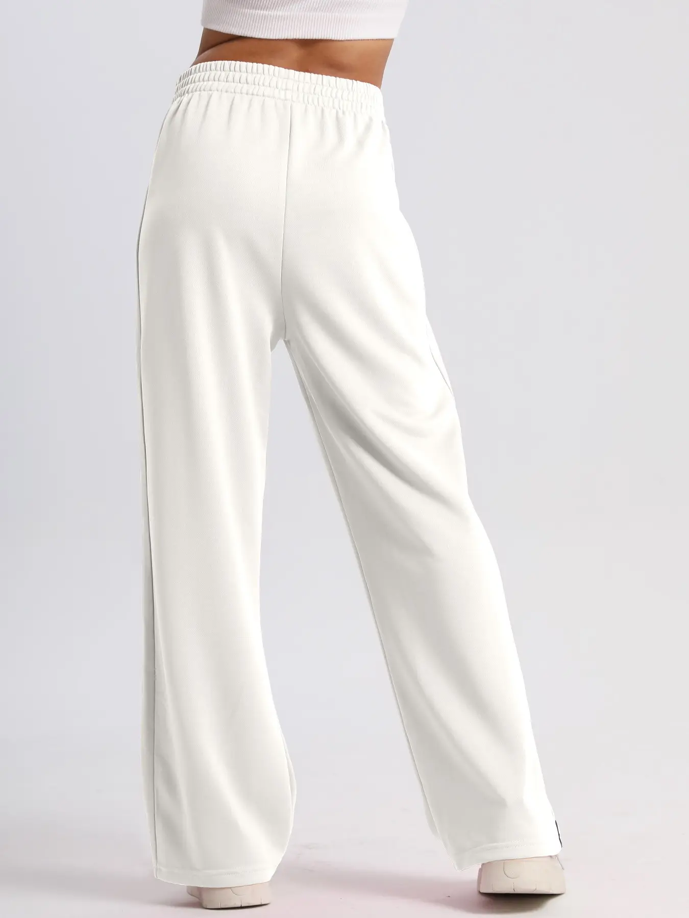 Women’s Solid Side Stripe High Waist Sweatpants, XL, Loose, Pocket - Image 8