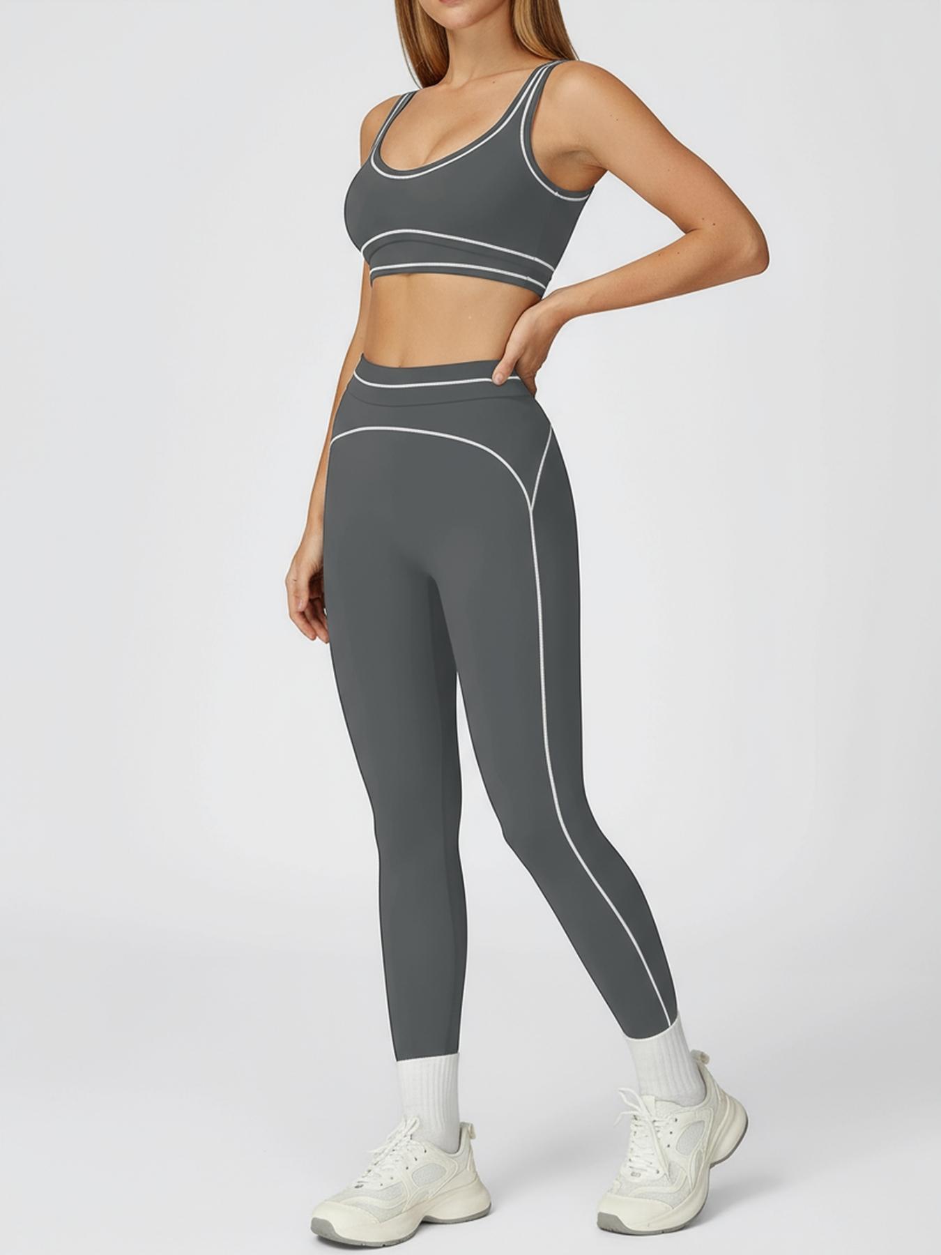 Women's Colorblock Yoga Set High-Waist Quick-Dry Elastane - Image 14