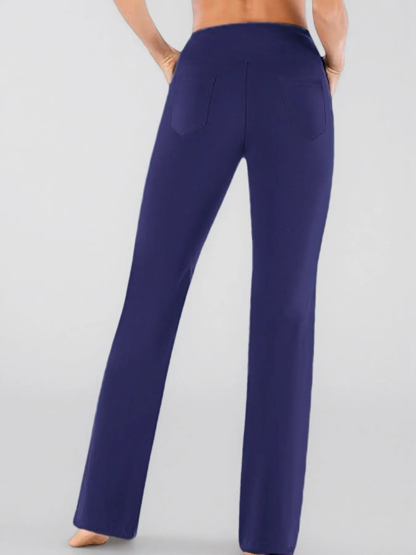 Women's High Waist Flare Yoga Pants, Slim Fit, Multi-Pocket - Image 3