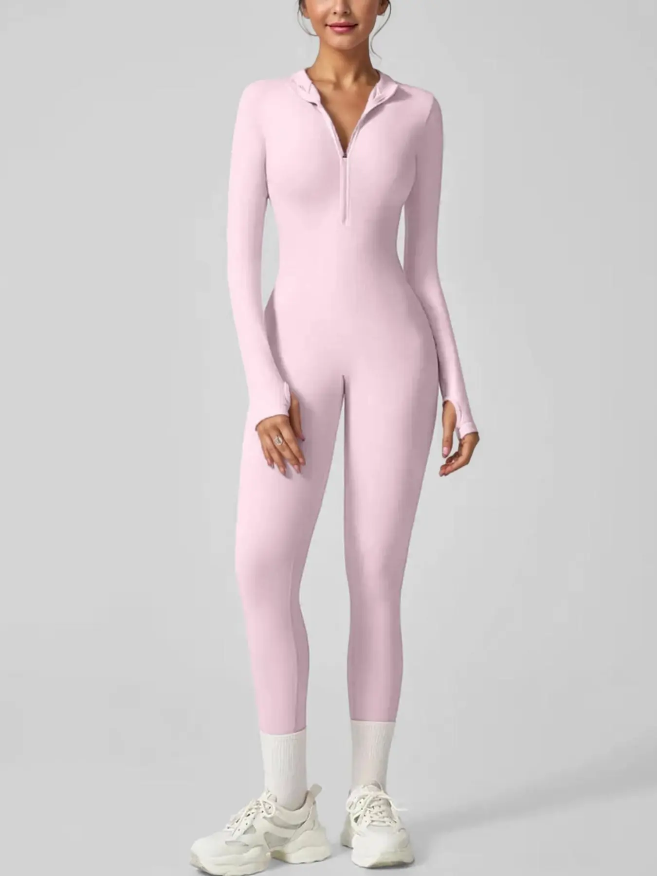 Women's Autumn and Winter Long-Sleeved Yoga Jumpsuit with Front Zipper - Image 4