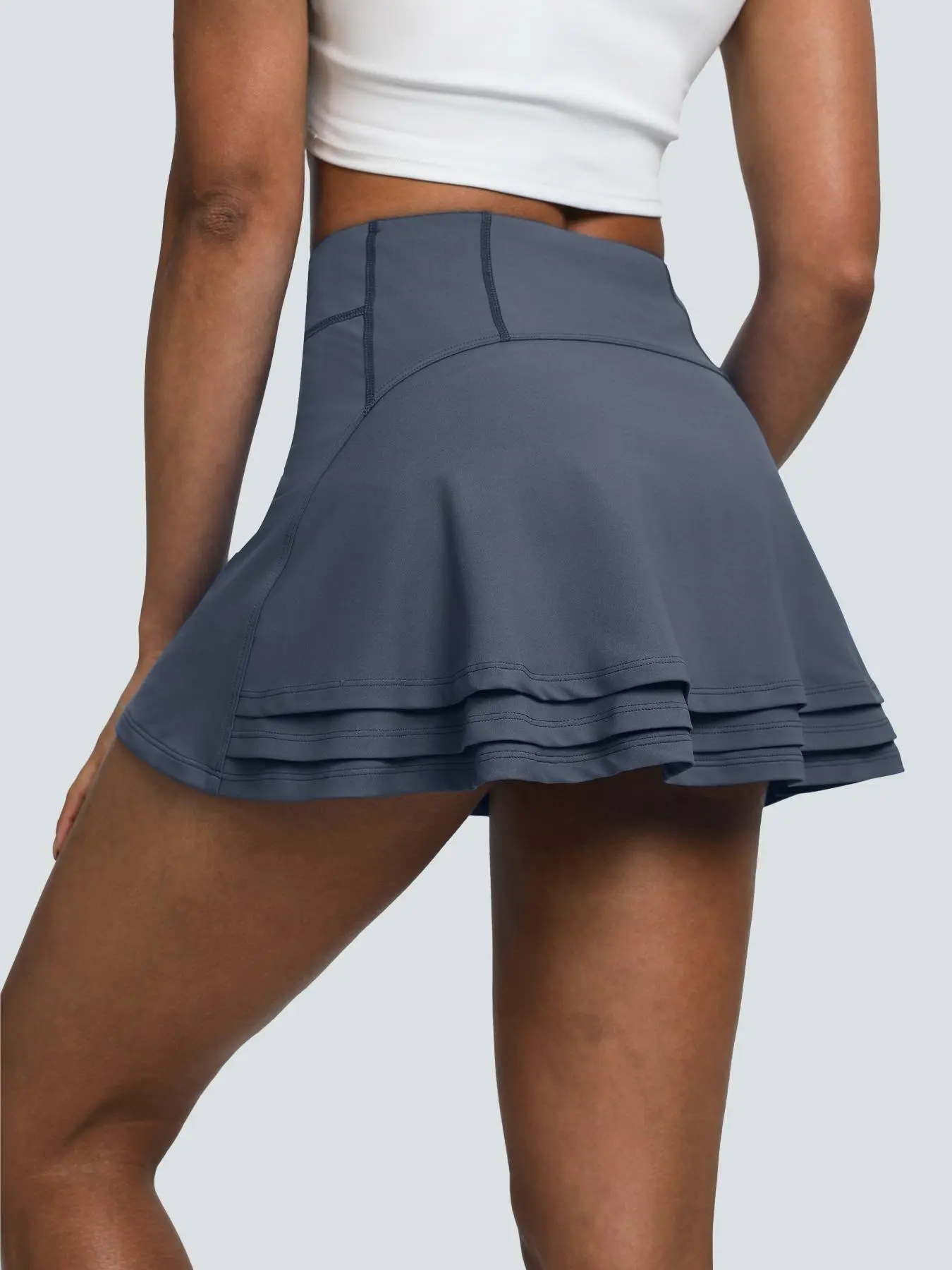 Women’s High Waist Pocket Stretchy Sports Skort, Burgundy & More - Image 6
