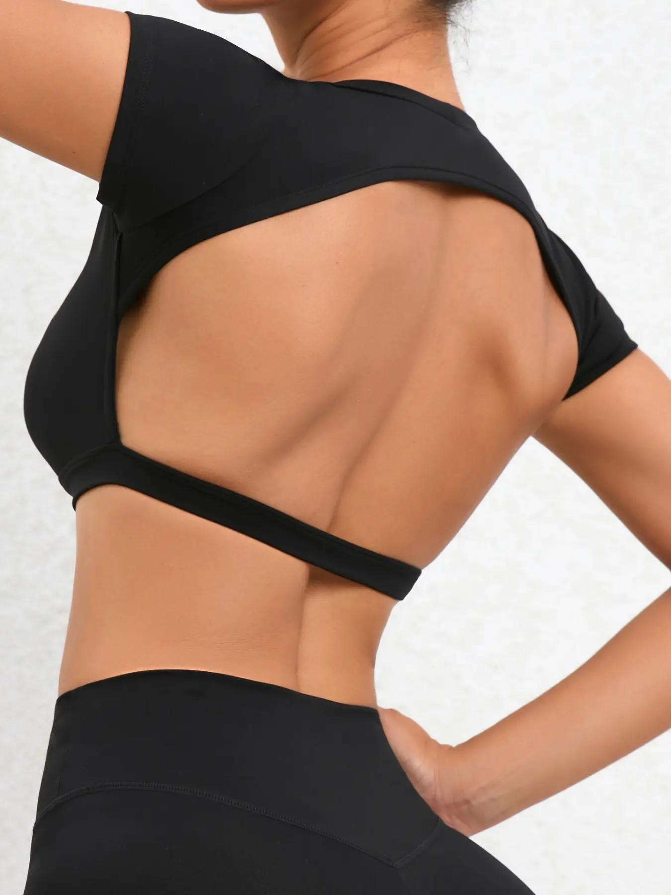 Women’s Short Sleeve Sporty Yoga Top, High Elasticity Fitted Gym Shirt - Image 14