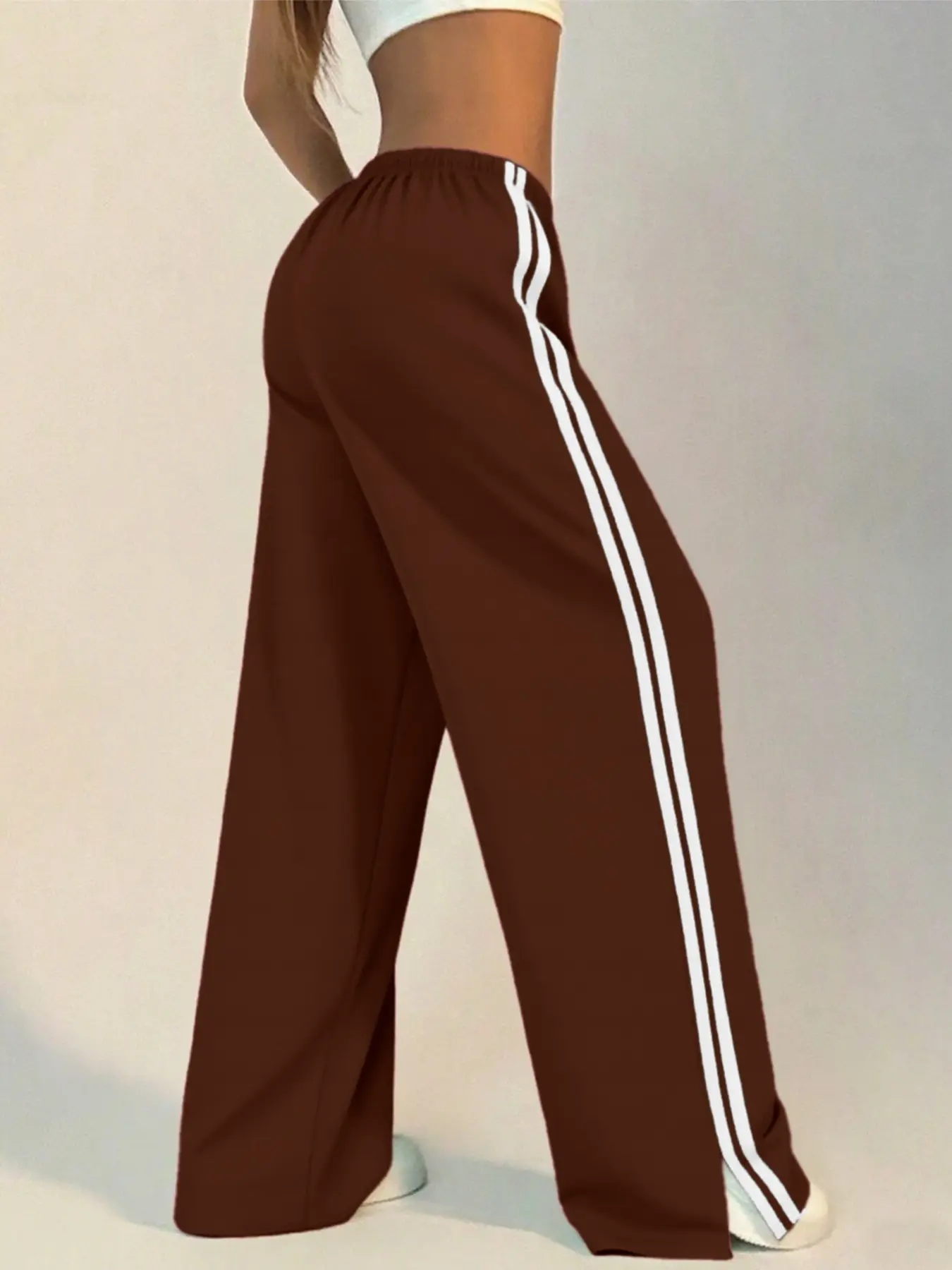 Women's Loose-Fit Striped Split Leg Pants - Image 8