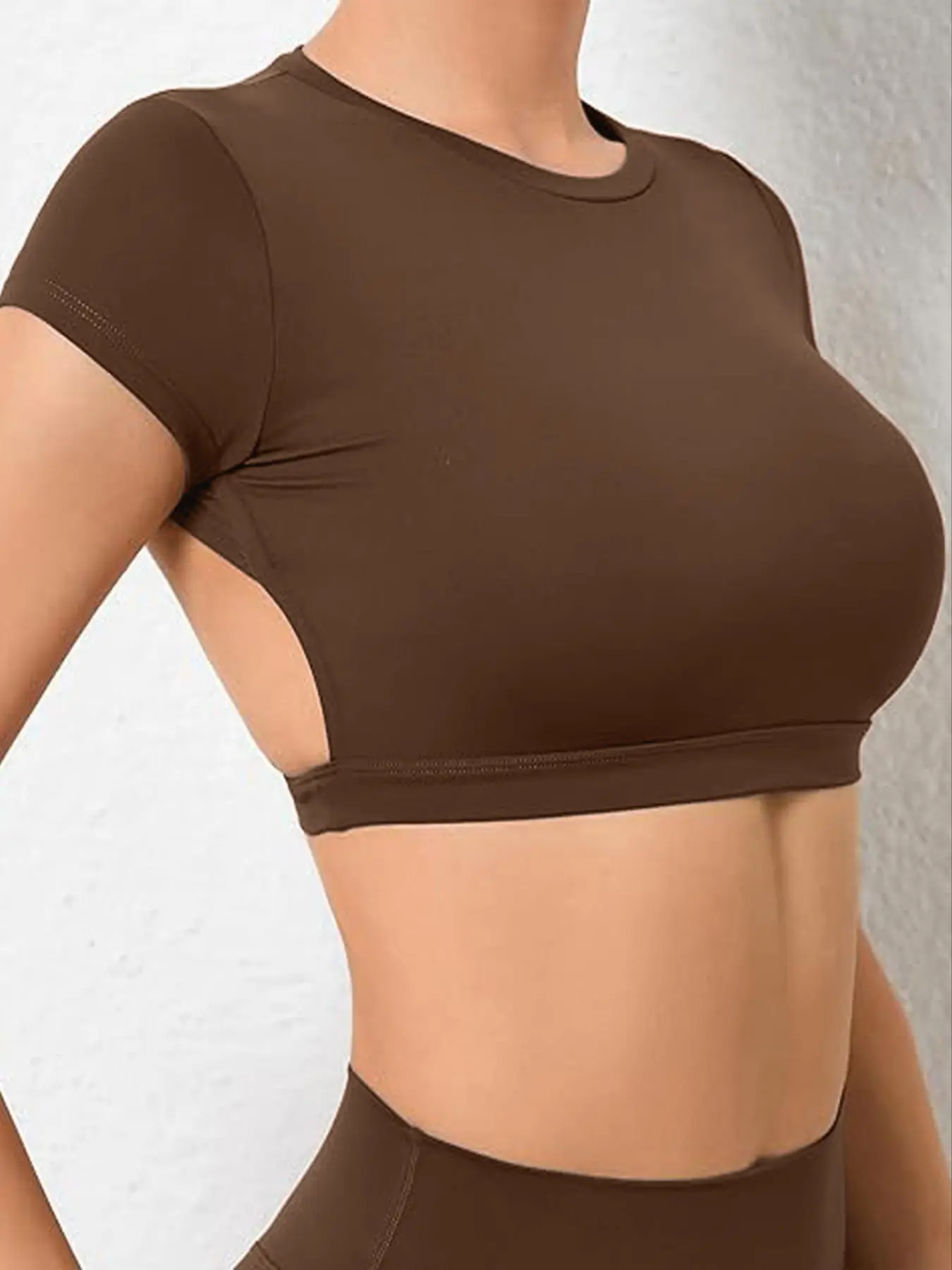 Women’s Short Sleeve Sporty Yoga Top, High Elasticity Fitted Gym Shirt - Image 2