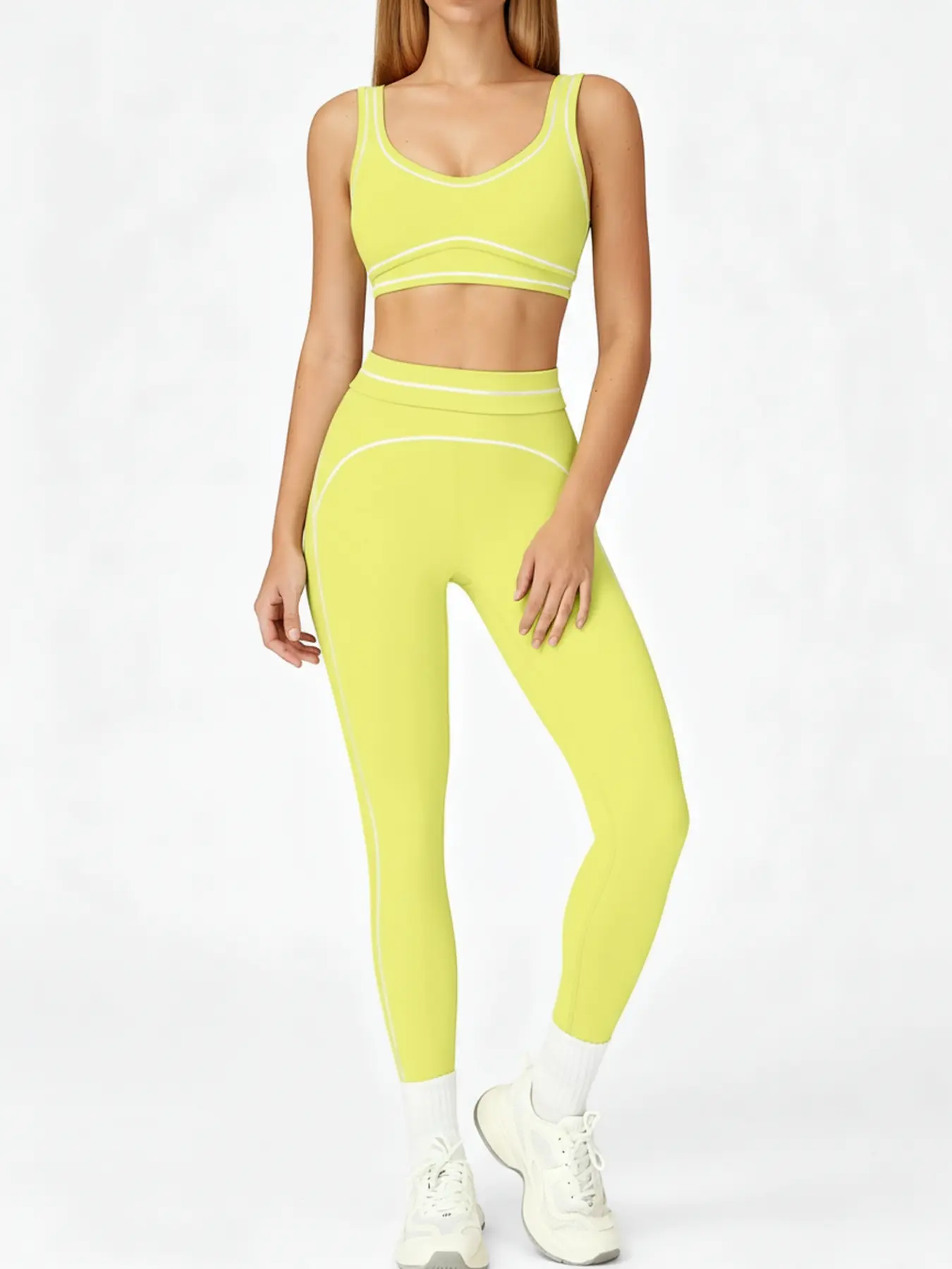 Women's Colorblock Yoga Set High-Waist Quick-Dry Elastane - Image 5