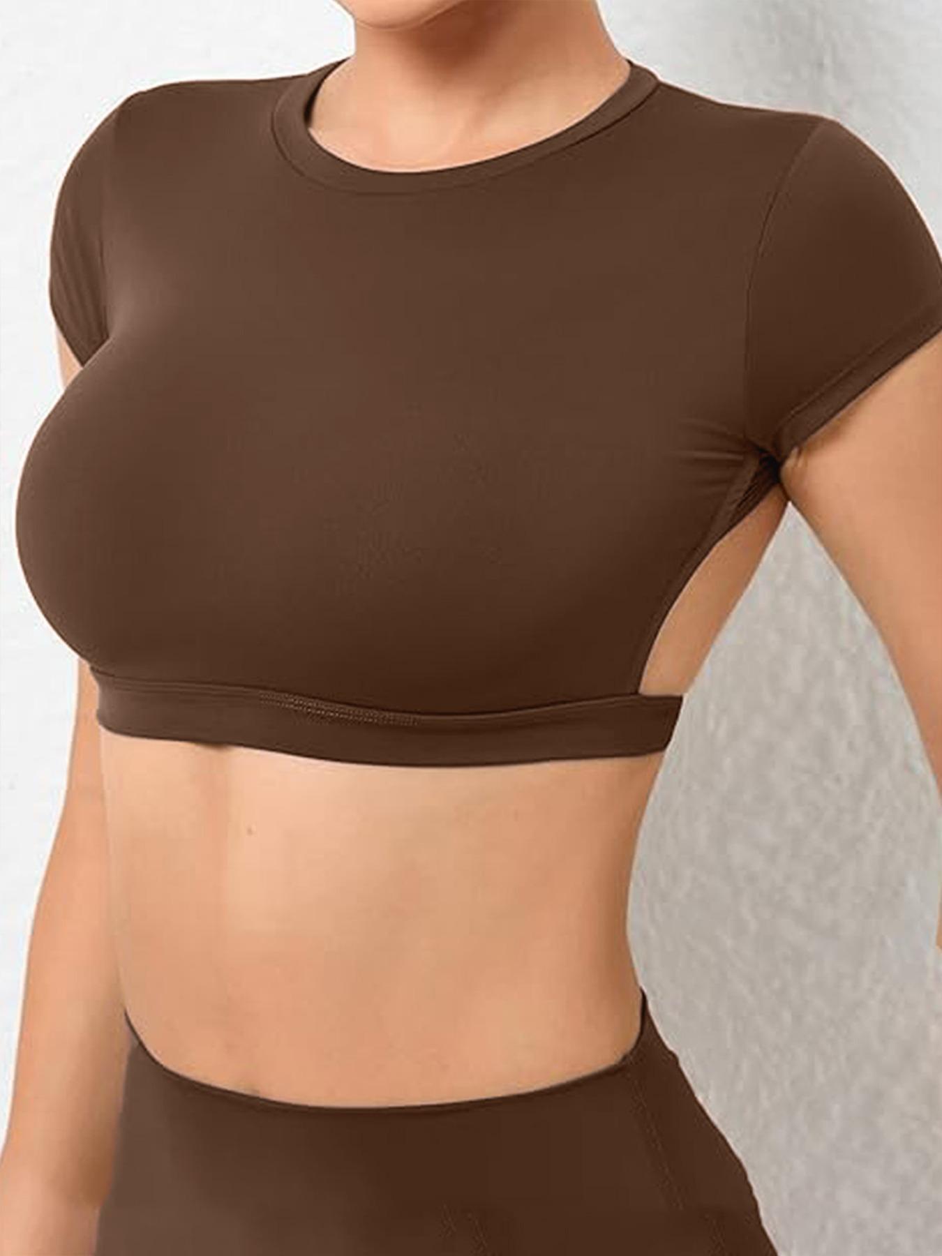 Women’s Short Sleeve Sporty Yoga Top, High Elasticity Fitted Gym Shirt - Image 11