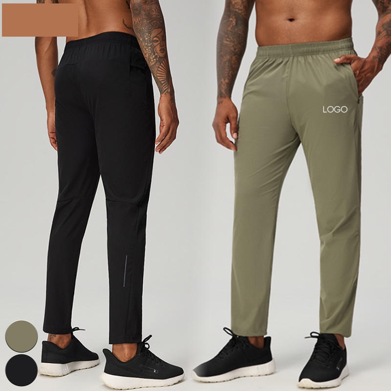 Quick Dry Stretch Breathable Lightweight Sports Pants With Drawstring Reflective Stripes And Zippered Side Pockets For Men