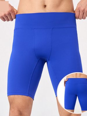 Men's Quality Gym Wear Fit Solid Color Yoga Shorts Compression Training Breathable Quick-Dry Fitness Running 5-Inch Shorts