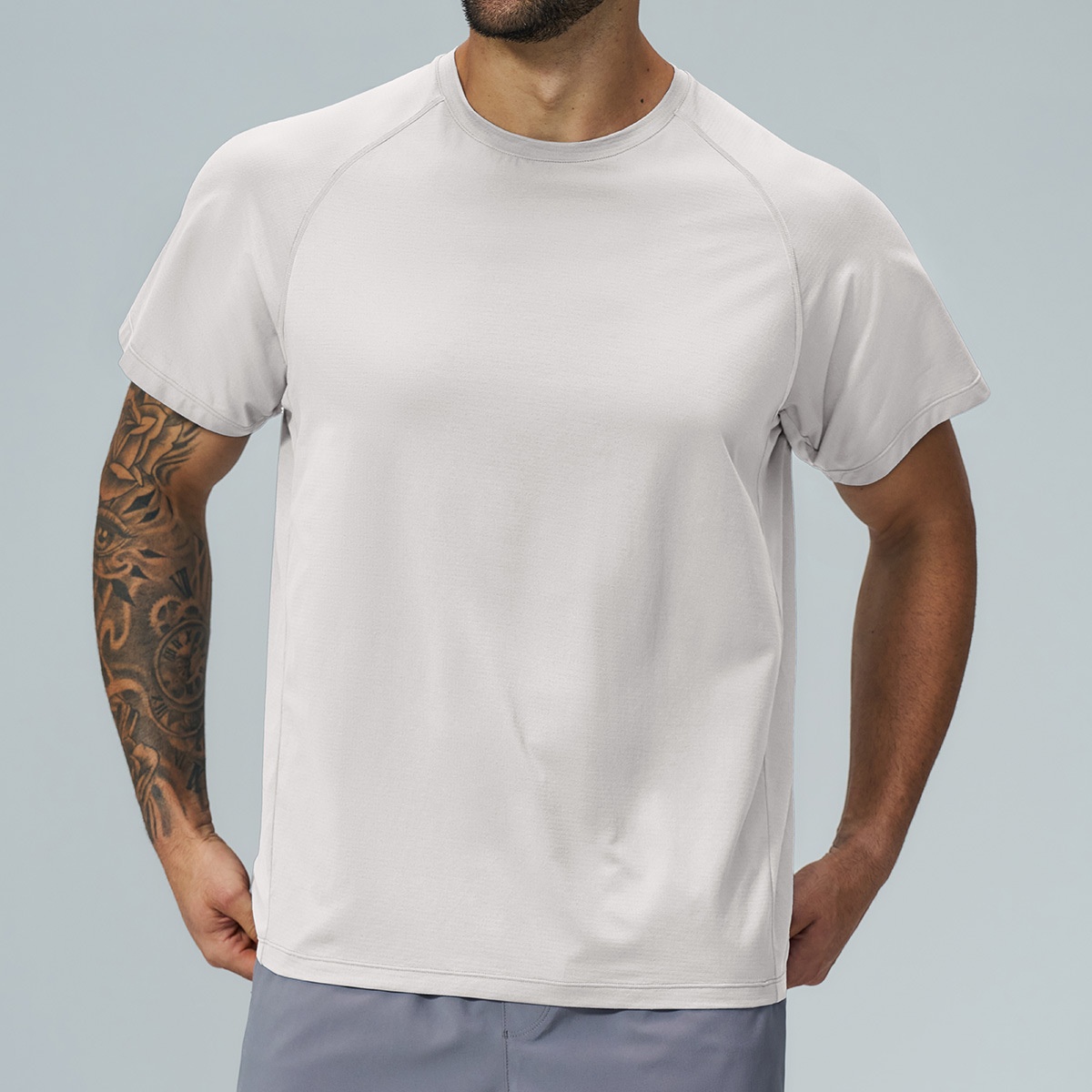 Men's Soft Skin-Friendly Moisture Wicking Quick Dry Breathable Lightweight Stretch Short Sleeve Gym Training Solid T-Shirt - Image 9
