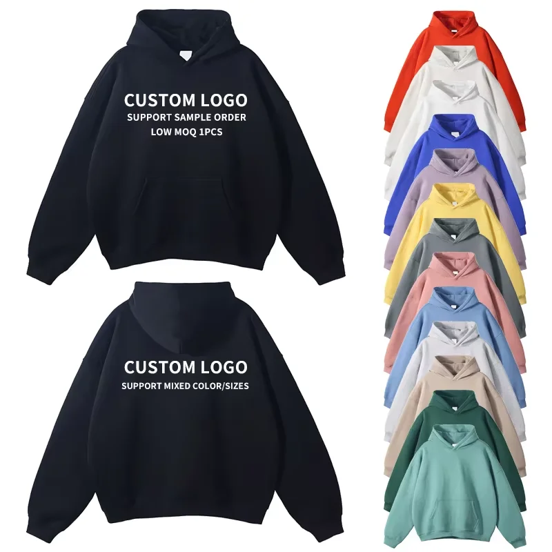 Unisex Heavyweight 350gsm Fleece Lined Zip-up Hoodie Sweatpants Set Fall Winter Breathable Loose Fit Streetwear Tracksuit - Image 18