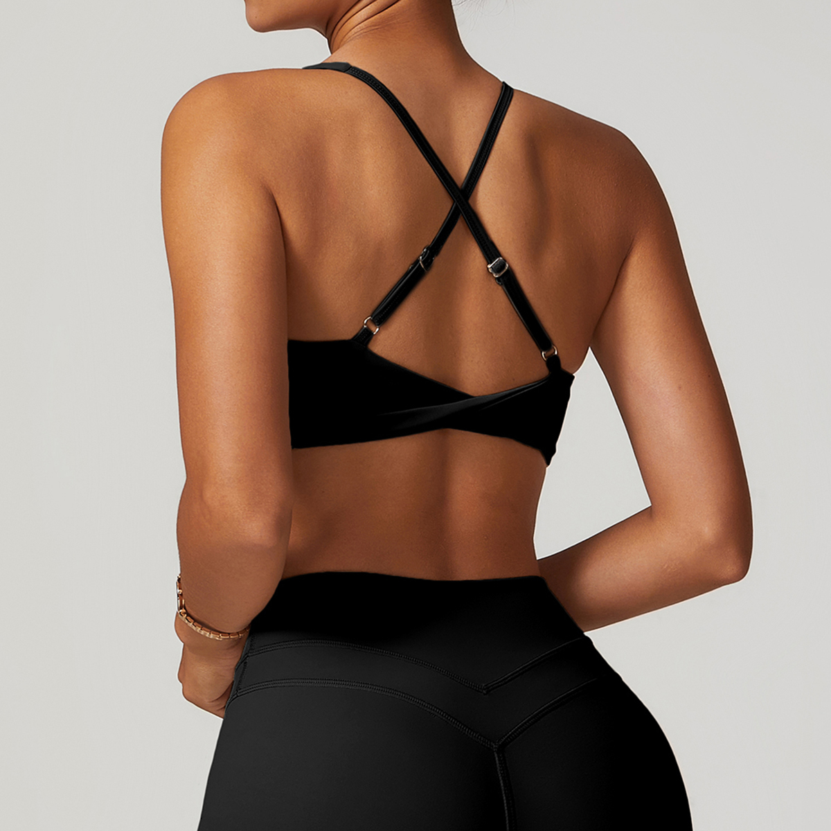 Oem New Activewear Women Gym Suit Detachable Chest Pads Bra Short Sleeve Shirts High Waist Leggings Fitness Sets For Ladies - Image 7