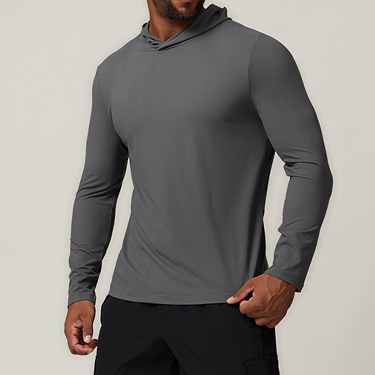2026 Casual Athletic Clothes Quick Dry Workout Running Tshirt Long Sleeve Gym Fitness Shirt Hooded Pullover Sports Tops For Men - Image 7