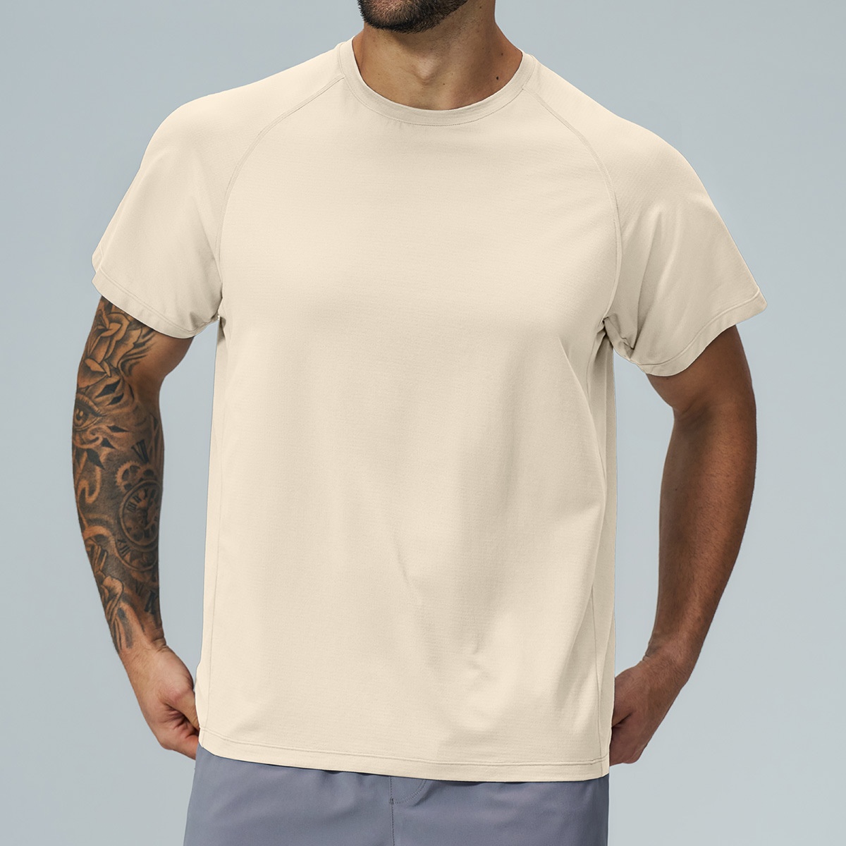 Men's Soft Skin-Friendly Moisture Wicking Quick Dry Breathable Lightweight Stretch Short Sleeve Gym Training Solid T-Shirt - Image 8