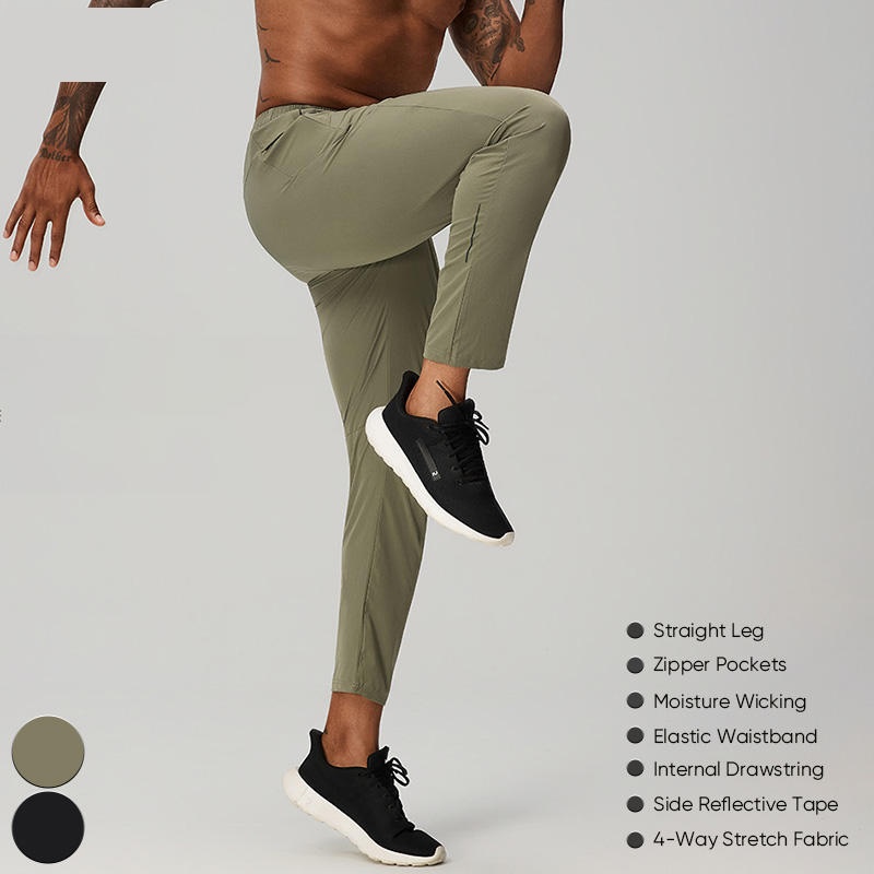 Quick Dry Stretch Breathable Lightweight Sports Pants With Drawstring Reflective Stripes And Zippered Side Pockets For Men - Image 4