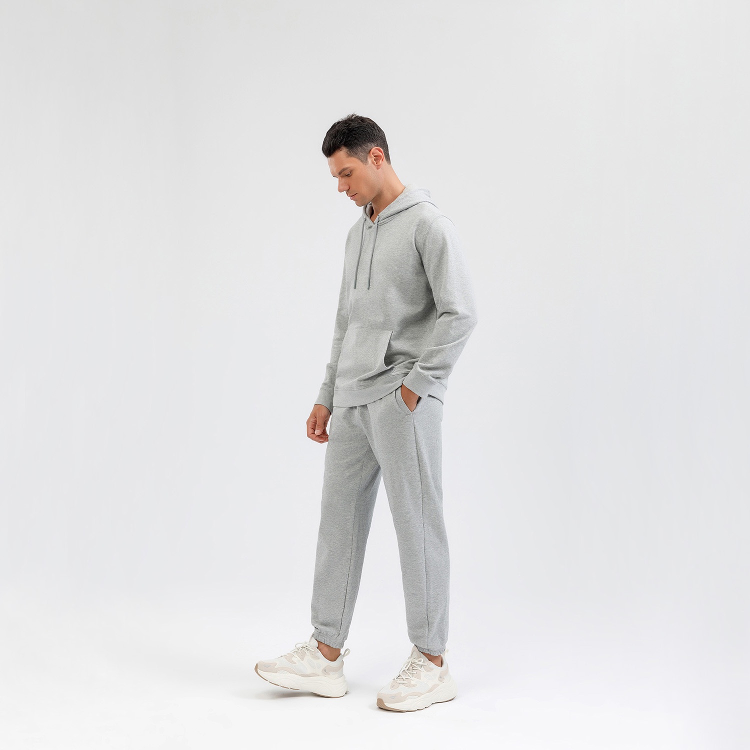 Heavyweight 320g Mens And Womens Terry Pullover Hooded Sweatshirt Sports Sweatpants 2 Piece Suit Casual Tracksuit Set For Unisex - Image 11