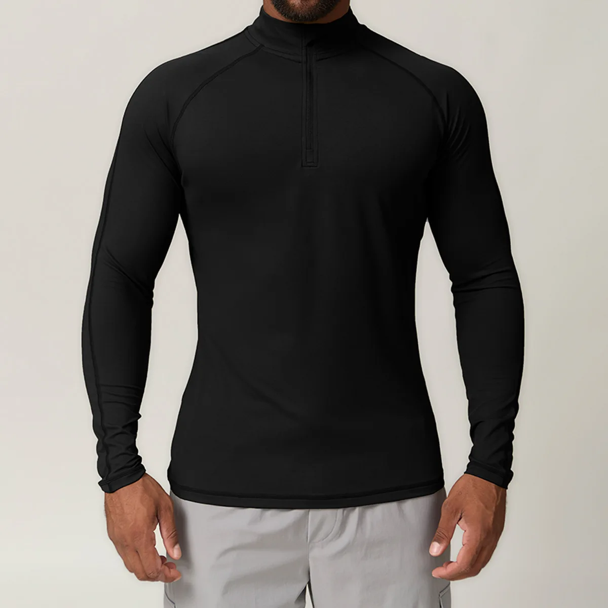Men's Activewear Stand up Collar Running Top Half Zip Long Sleeve Workout T Shirts Gym Fitness Sports Shirt - Image 4