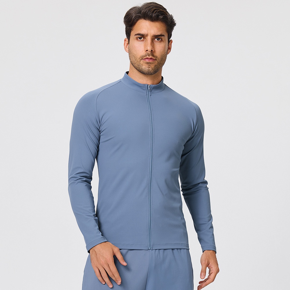 Men's High Stretch Moisture Wicking Running Half-Zip Mock Neck Long Sleeve Solid Breathable Quick-Dry Soft Comfort Jacket - Image 7