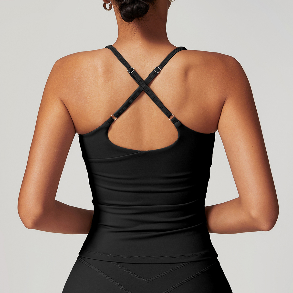 Oem New Activewear Women Gym Suit Detachable Chest Pads Bra Short Sleeve Shirts High Waist Leggings Fitness Sets For Ladies - Image 11