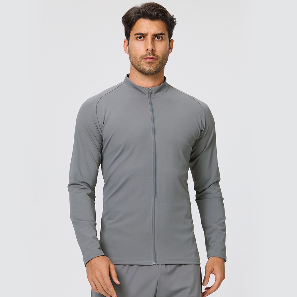 Men's High Stretch Moisture Wicking Running Half-Zip Mock Neck Long Sleeve Solid Breathable Quick-Dry Soft Comfort Jacket - Image 2