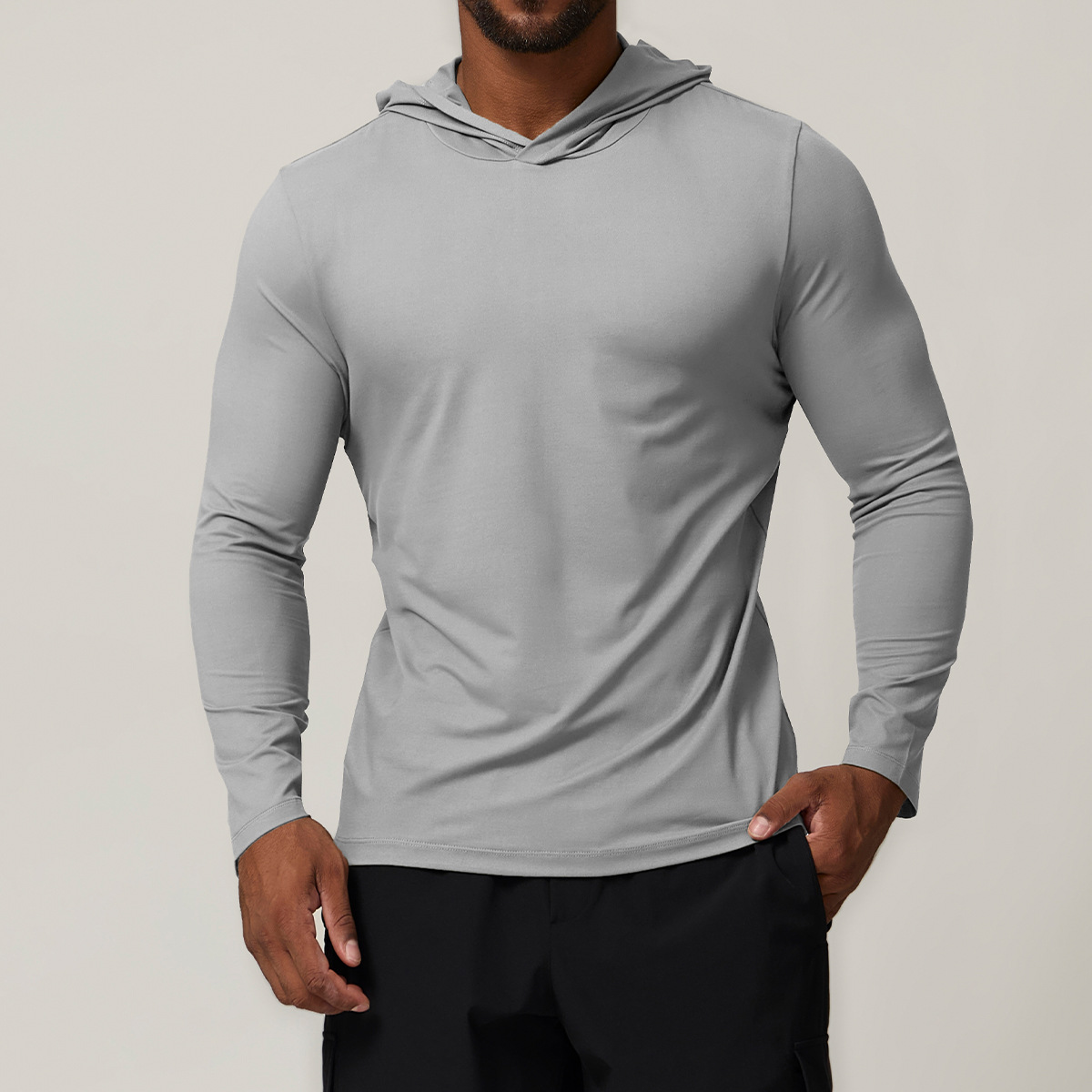 2026 Casual Athletic Clothes Quick Dry Workout Running Tshirt Long Sleeve Gym Fitness Shirt Hooded Pullover Sports Tops For Men - Image 9