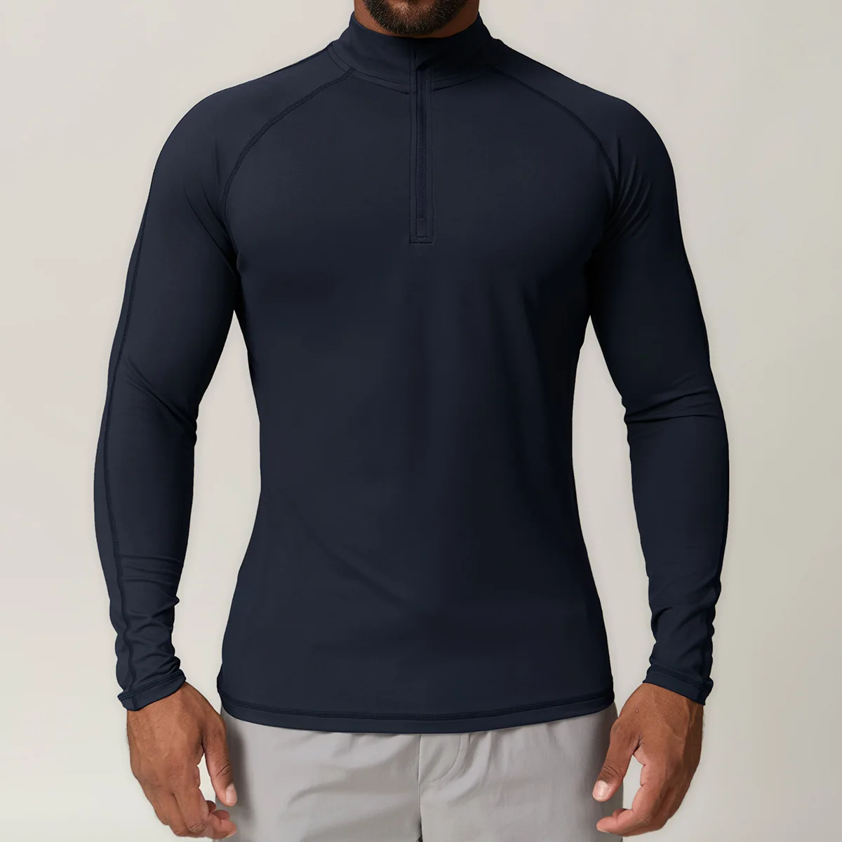 Men's Activewear Stand up Collar Running Top Half Zip Long Sleeve Workout T Shirts Gym Fitness Sports Shirt - Image 7