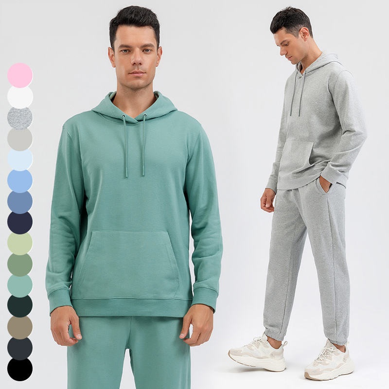 Heavyweight 320g Mens And Womens Terry Pullover Hooded Sweatshirt Sports Sweatpants 2 Piece Suit Casual Tracksuit Set For Unisex - Image 3