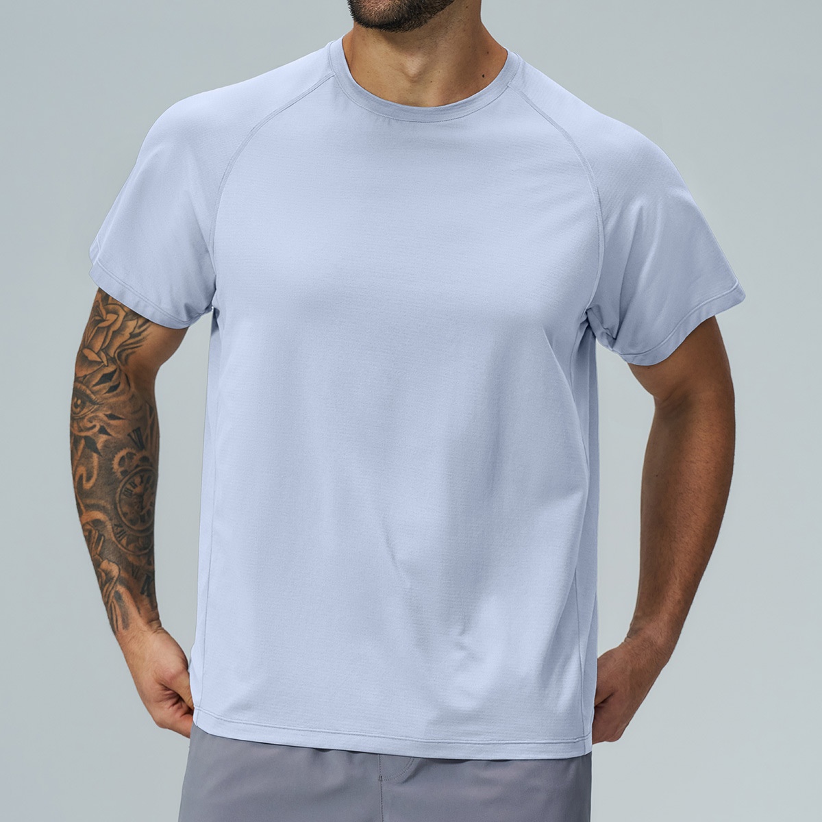 Men's Soft Skin-Friendly Moisture Wicking Quick Dry Breathable Lightweight Stretch Short Sleeve Gym Training Solid T-Shirt - Image 7