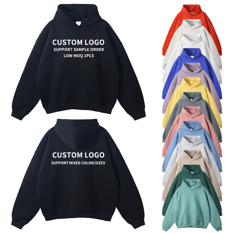 High Quality Custom Logo Comfortable Heavyweight Hoodie Oversized Soft Pullover Hoodies Streetwear Cotton Hooded For Men - Image 4