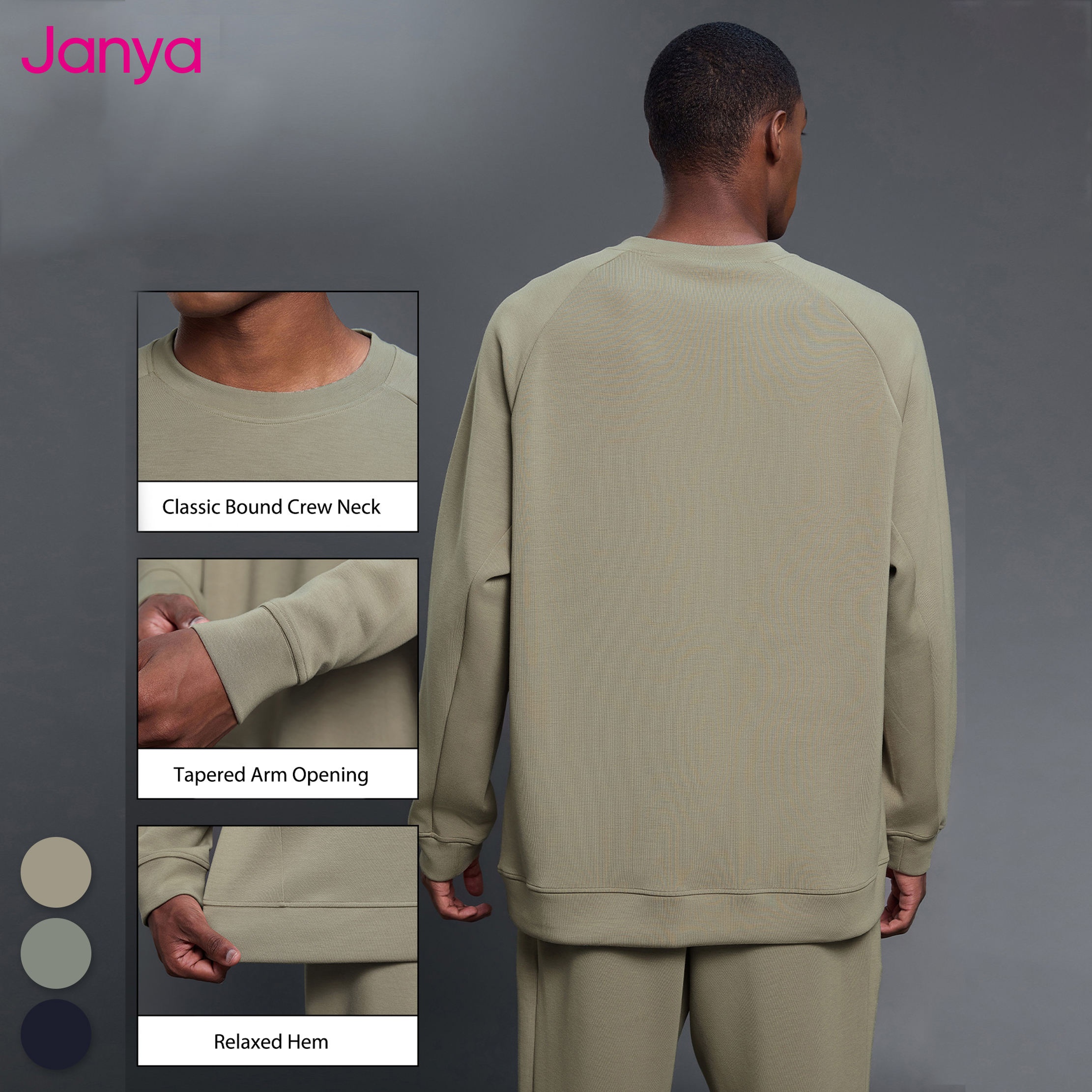 Men's Regular Sleeve Sweatshirts Casual Loose Fit Pullover Crewneck Lightweight Black Top Comfy Fall Winter Daily Wear - Image 3