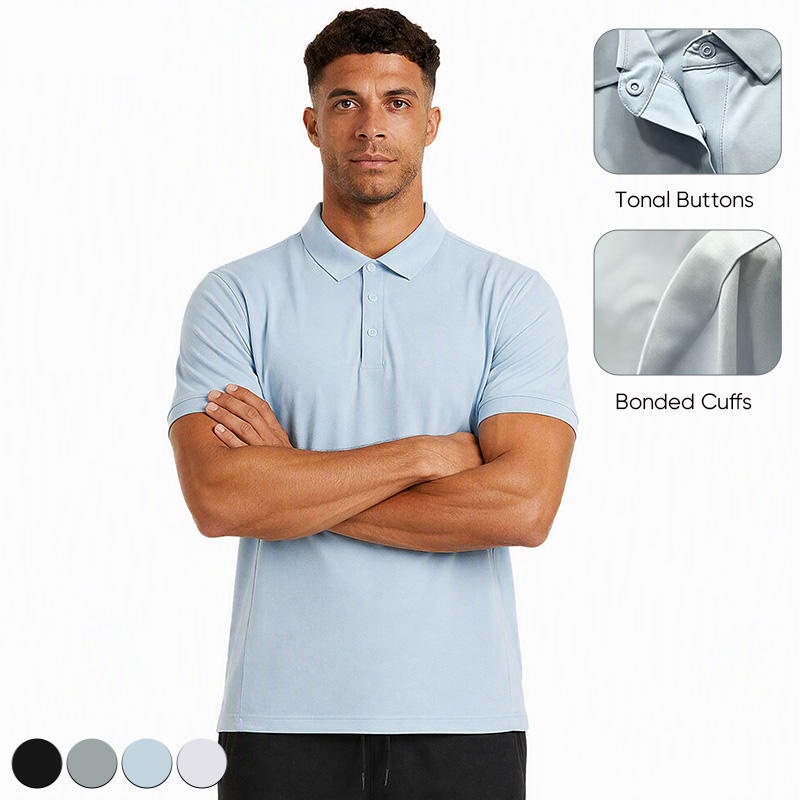 Men's Moisture Wicking Quick Dry Breathable Stretch Lightweight Loose Fit Soft Short Sleeve Gym Training Active Polo Shirt - Image 2