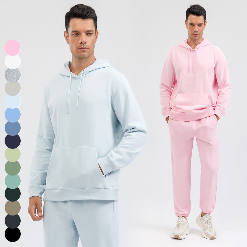 Heavyweight 320g Mens And Womens Terry Pullover Hooded Sweatshirt Sports Sweatpants 2 Piece Suit Casual Tracksuit Set For Unisex - Image 4