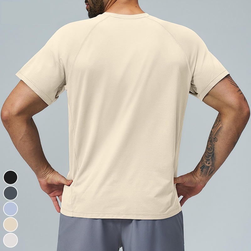 Men's Soft Skin-Friendly Moisture Wicking Quick Dry Breathable Lightweight Stretch Short Sleeve Gym Training Solid T-Shirt - Image 5