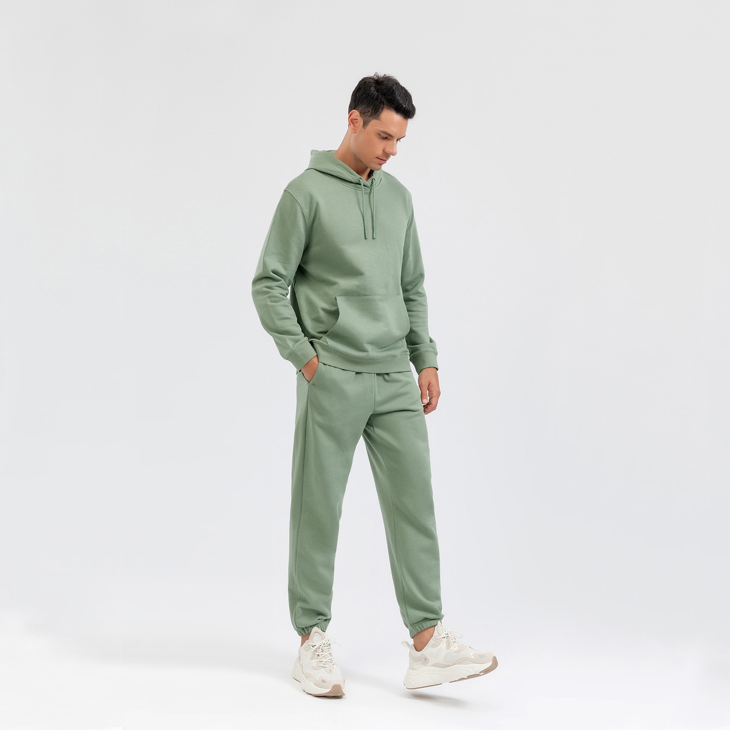 Heavyweight 320g Mens And Womens Terry Pullover Hooded Sweatshirt Sports Sweatpants 2 Piece Suit Casual Tracksuit Set For Unisex - Image 6