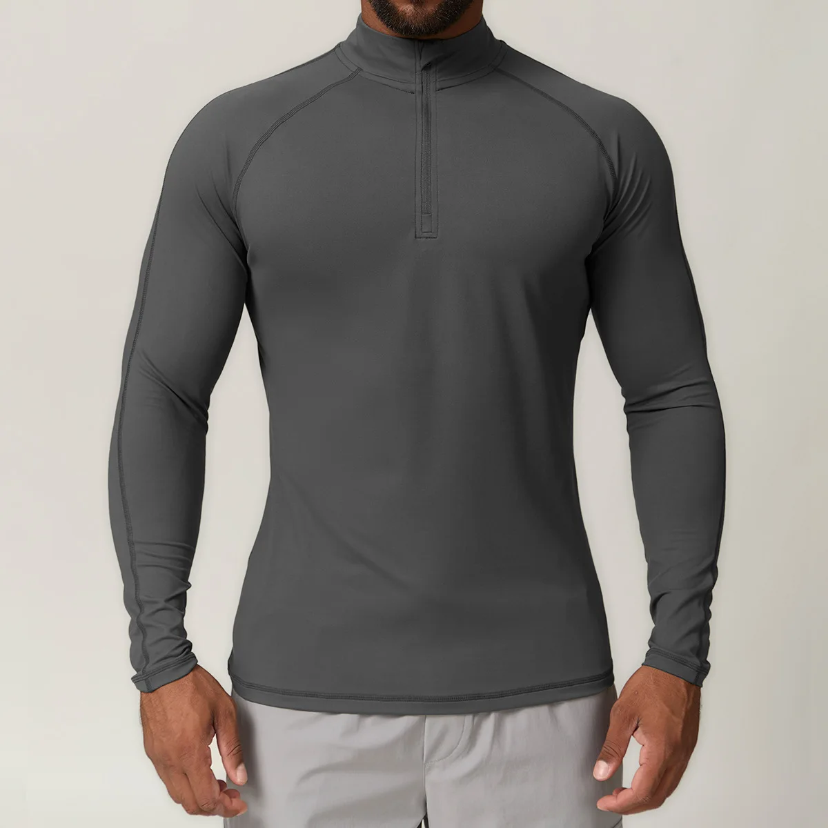 Men's Activewear Stand up Collar Running Top Half Zip Long Sleeve Workout T Shirts Gym Fitness Sports Shirt - Image 5